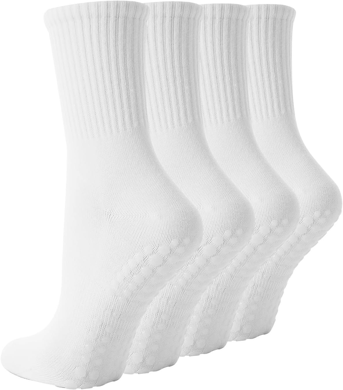 TOAMOUR Pilates Socks with Grips for Women, 4 Pairs Non Slip Grippy Socks