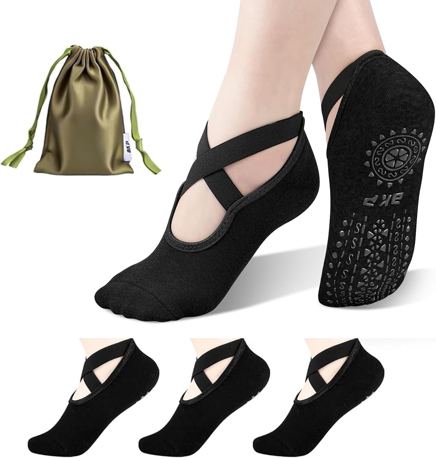 BKP Yoga Socks for Women,Pilates Socks Non Slip Grip Socks