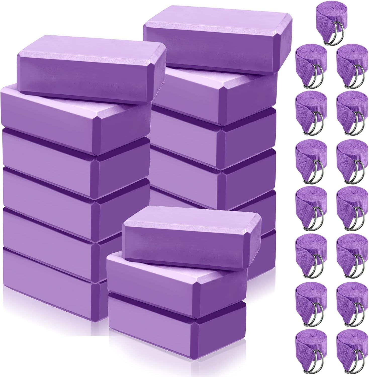 Wettarn 15 Pack Yoga Blocks and Straps Set for Stretching