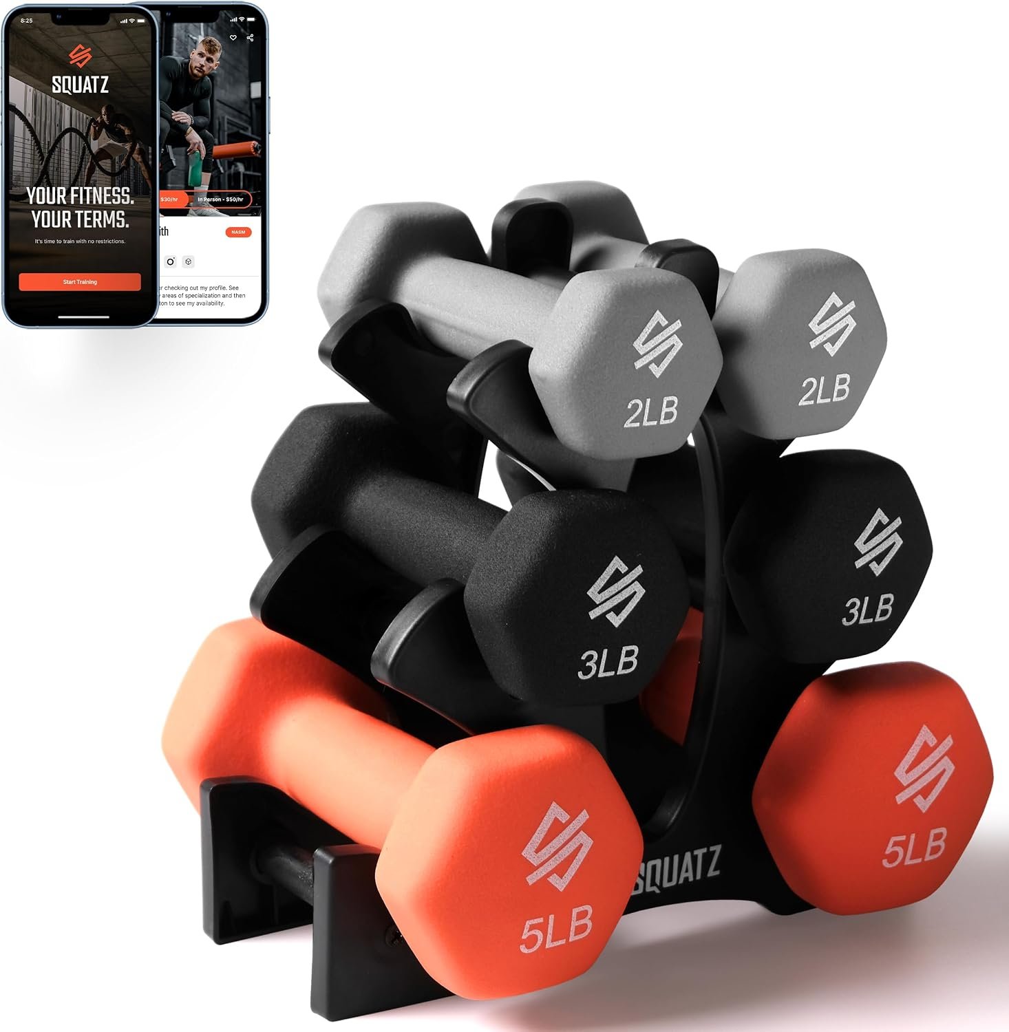 Squatz Adjustable Dumbbell Set 70-140LB Adjustable Dumbbells For Home Gym, Anti-Slip Handle With Heavy‑Duty Plates, Exercise Fitness Dumbbells For Home Gym Strength & Weight Training