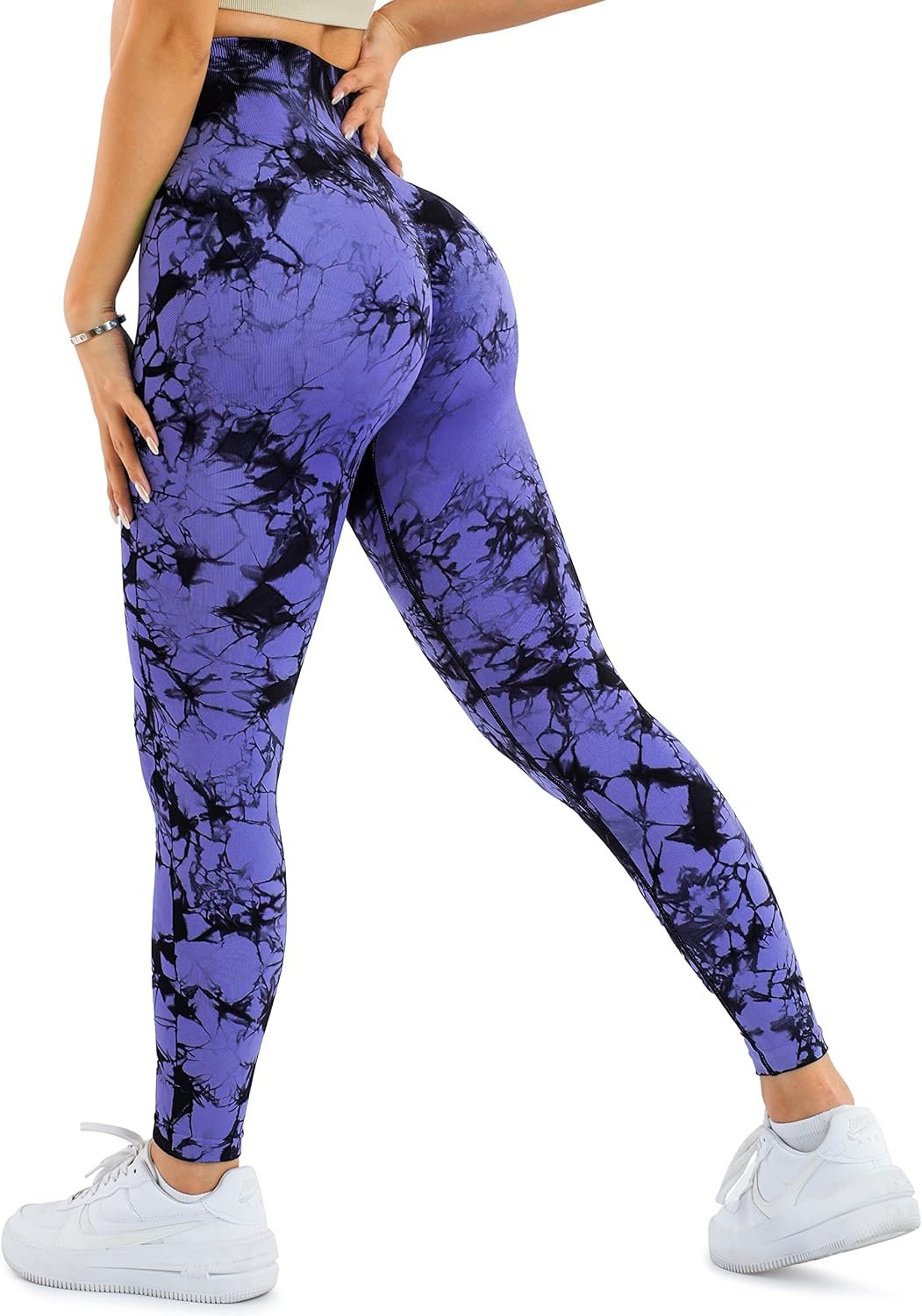 A AGROSTE Women Seamless Workout Leggings with Pockets Scrunch Butt Lifting Gym Leggings High Waisted Yoga Pants