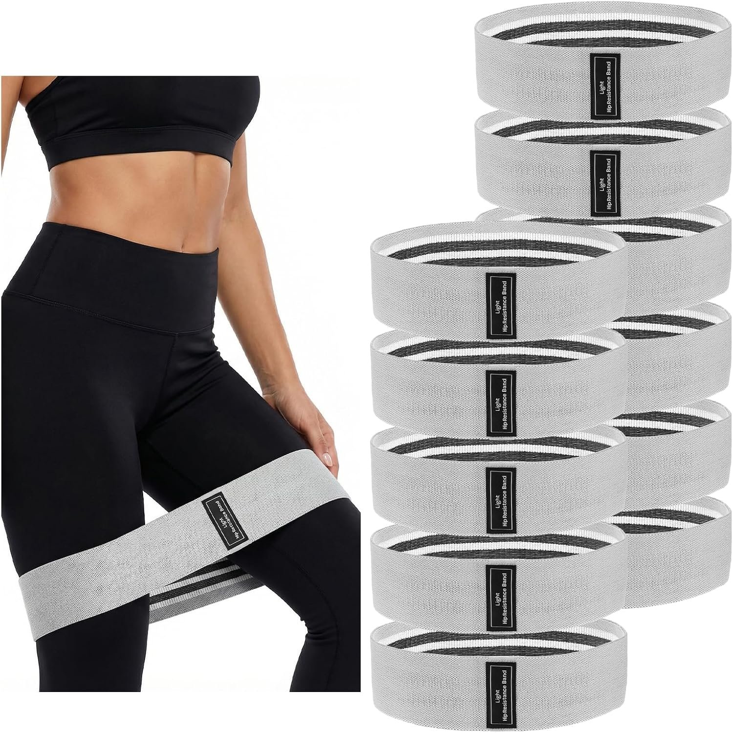 12 Pcs Fabric Resistance Bands for Working Out, for Working Out Booty Workout Stretch Exercise Bands Non Slip for Legs Squat Resistance Loop for Home Gym Workout, Yoga, Pilates