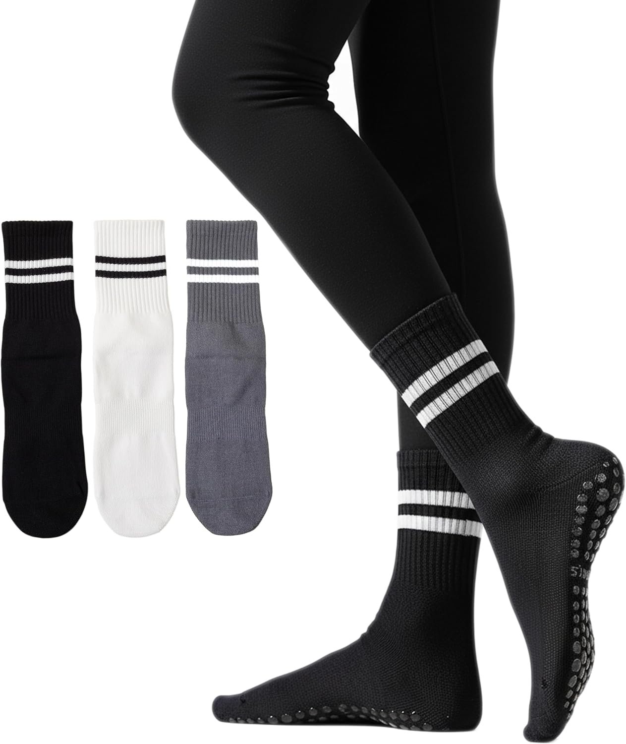 Womens Pilates Socks with Grips Non Slip Yoga Barre Gym Grippy Socks