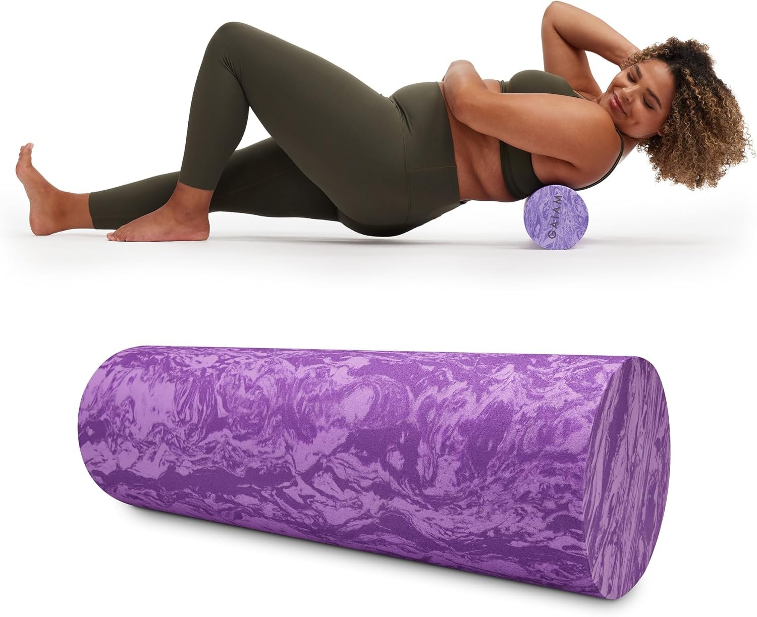 Gaiam Restore Foam Roller, Muscle Recovery, 18″, High Density (Purple)