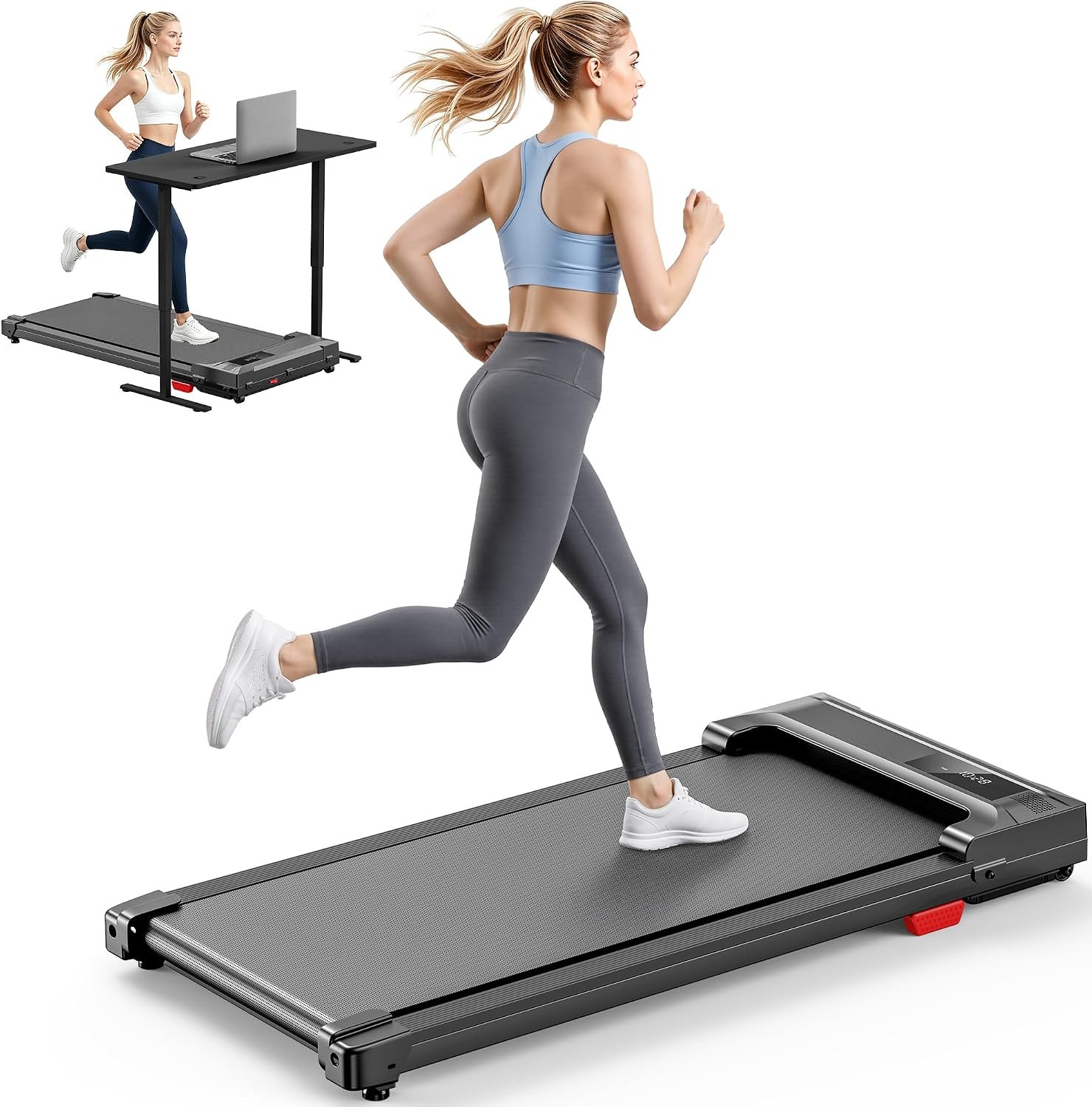 Walking Pad Treadmill for Home – Under Desk Treadmills Mini Portable Walking Running Machine Slim Compact Small Lightweight Motorized Electric Treadmill with Adjustable Speed Remote