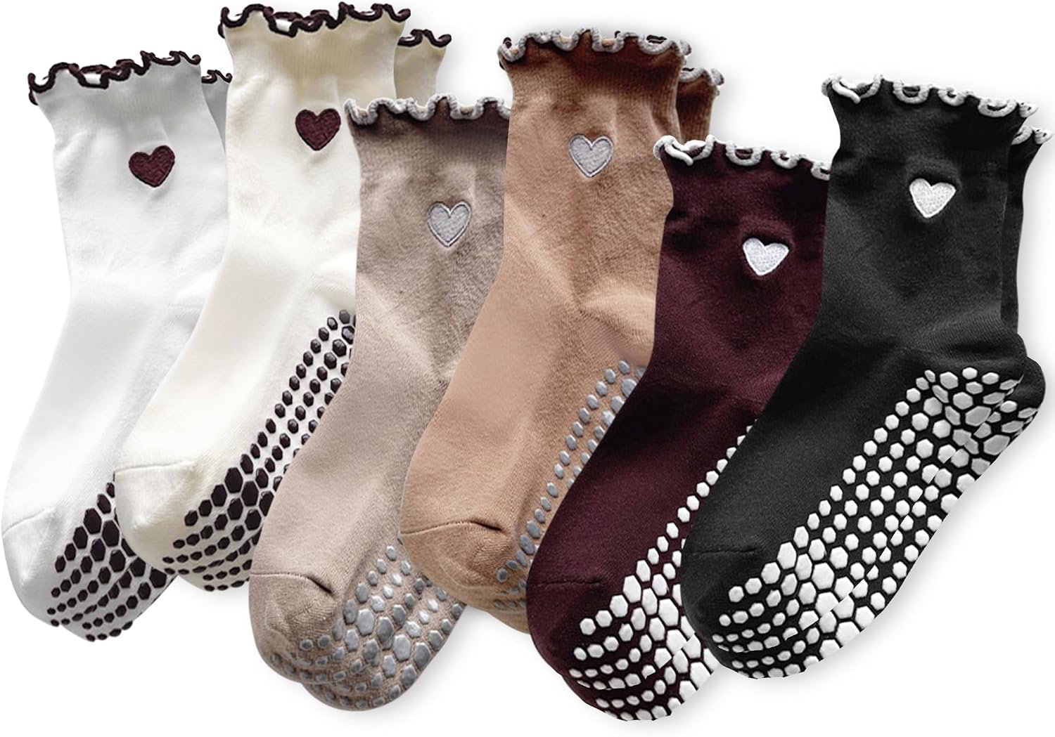 Grip Socks Pilates,4/6Prs Cotton Cute Pilates Socks for Women Yoga