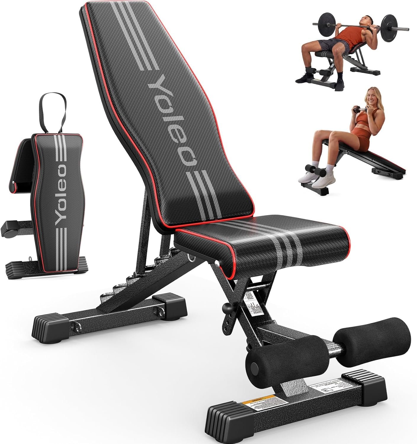 YOLEO Adjustable Weight Bench, ASTM-Certified 827LBS | 98% Pre-Assembled, 84 Positions Incline Decline Flat, Foldable Gym Bench with Wider Seat for Home Gym, Extended Head Support