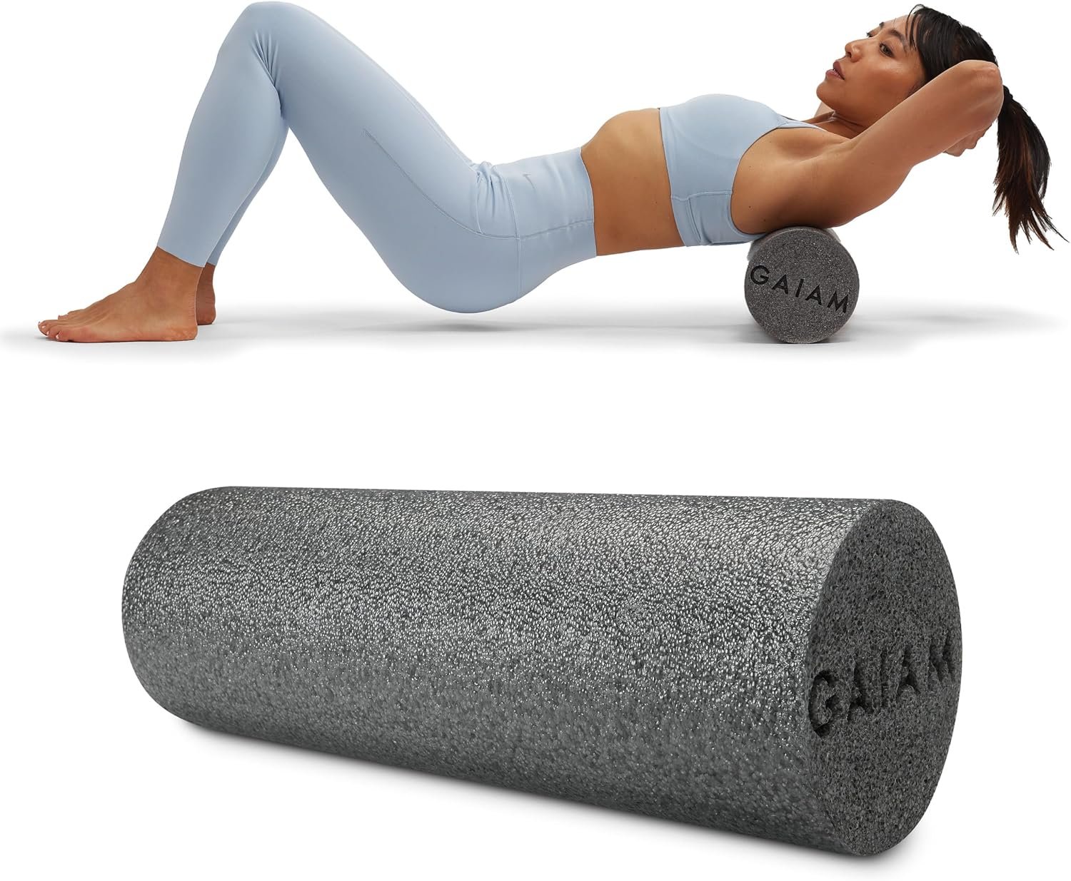 Gaiam Restore Foam Roller, Muscle Recovery, 18″ (Grey) | High-Density EVA Foam | Deep Tissue Massage | Pre & Post-Workout Muscle Recovery | Multiple Sizes | Home & Gym