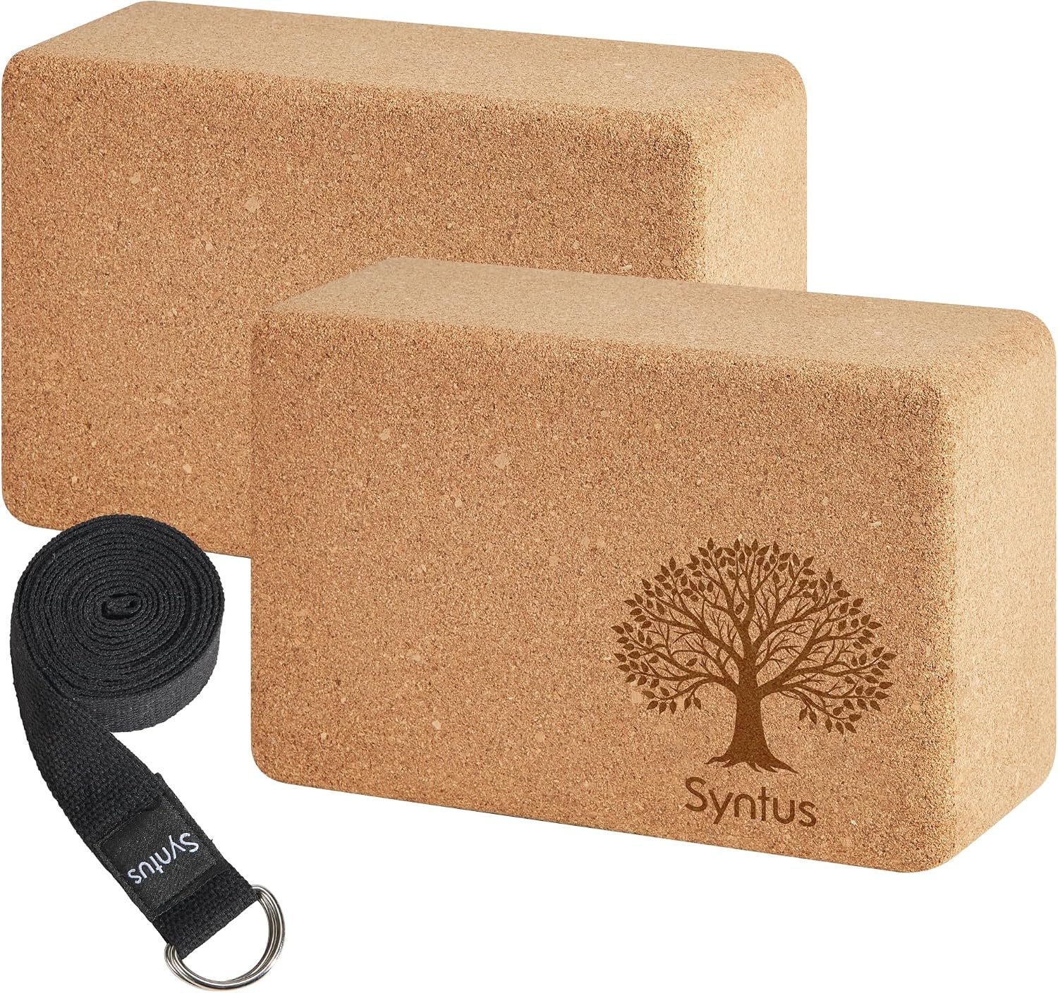 Syntus Yoga Block & Strap Set for Fitness, Pilates, Stretching and Toning
