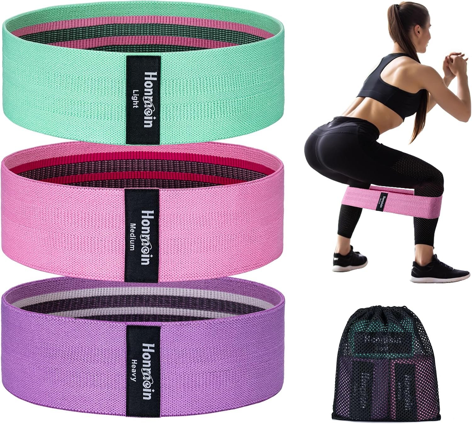 Resistance Bands for Working Out, 3 Levels Fabric Exercise Bands Set